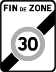B51. Sortie d’une zone à vitesse limitée à 30 km/h.