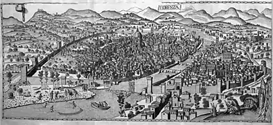 Vue de Florence par Francesco Rosselli, années 1480.