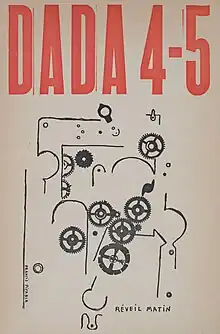 Couverture d'un magazine. Le titre Dada est inscrit en rouge au-dessus d'un dessin stylisé d'un réveil matin.