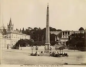 Rome. Piazza del Popolo et entrée du Monte Pincio.