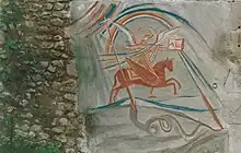 Fresque de l'Impasse Saint Michel (archange Saint Michel terrassant le dragon)