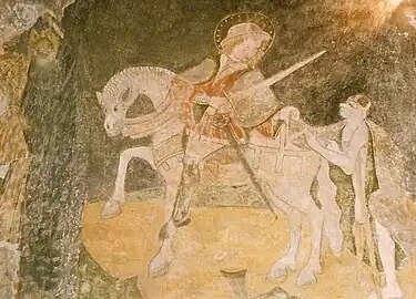 Peinture murale romane dans l'église de Jaleyrac.