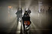 Représentation de Fosse dans le parking Berger, centre Pompidou, le 9 janvier 2020