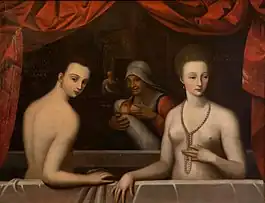 Gabrielle d’Estrées et sa sœur la duchesse de Villars : Julienne-Hippolyte d’Estrées est à gauche et Gabrielle d’Estrées à droite.