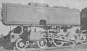 Bogie moteurs avant avec caisse à eau en position avancée pour l'entretien de la chaudière