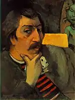 Autoportrait à l'idole, par Paul Gauguin, vers 1893.