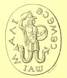 Gravure représentant une divinité anthropomorphique.