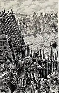 Les Riches devant le camp des Carthaginois. Gravure de Champollion d'après Rochegrosse, 1900.