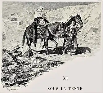 Voyage de Salammbô. Gravure de Champollion d'après Rochegrosse, 1900.