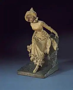 Jeune femme à la mode (1883), terre cuite patinée, musée royal des Beaux-Arts d'Anvers.