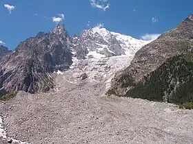 Le glacier de la Brenva vu du sanctuaire de Notre-Dame de Guérison
