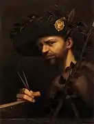 Autoportrait d'un homme barbu et coiffé d'un chapeau.