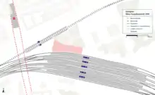 Schéma des voies et des quais en gare centrale de Vienne.