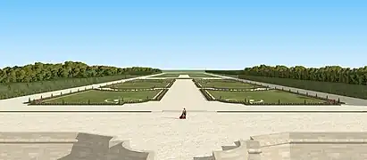 Restitution de la grande perspective du château du Plessis-Belleville (Oise), début du XVIIIe siècle.