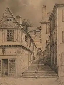 Dessin de la grande poterne du Mans, vers 1854.