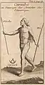 Gravure française d'un Amérindien caraïbe publiée en 1742 dans le Nouveau voyage aux isles de l'Amérique.