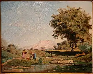 Paul-Camille Guigou,Deux lavandières devant la Sainte-Victoire.