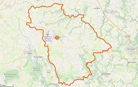 Carte en couleurs représentant les limites d'une commune.