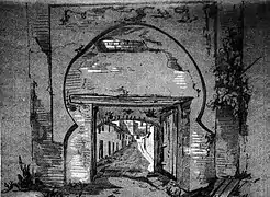 Le guichet de la Tour de l'Eau, dessiné par Gumersindo Díaz au XIXe siècle.