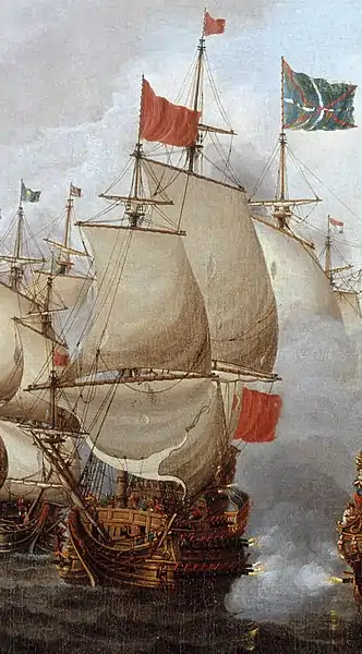 Le HMS Royal Oak (1664) (en) de la Royal Navy lors de la bataille des Quatre Jours.