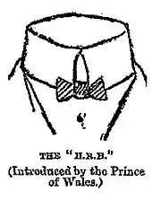 Dessin de presse du col en question avec la légende « H.R.H. »