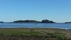 Santinen en arrière-plan à gauche.Haapasaari au premier plan à droite.