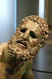 Détail du visage du Pugiliste des Thermes