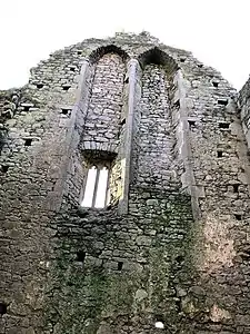 Photographie d'une lancette presque entièrement murée.