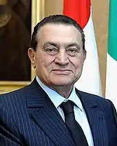 Hosni Moubarak, président de la république arabe d'Égypte de 1981 à 2011.