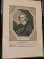 Estampe anonyme du XVIIe siècle figurant Clément Métezeau, architecte et ingénieur du roi qui fut envoyé à La Rochelle afin d'y élever la digue qui devait empêcher les protestants de recevoir des secours de l'extérieur.