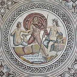 Hylas et les Nymphes, mosaïque du IIIe siècle, site de Saint-Romain-en-Gal, musée gallo-romain de Saint-Romain-en-Gal.