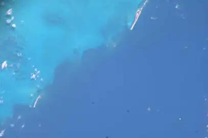 Cayo Sal (en haut vers la droite) et cayo Inglés (vers le coin en bas à gauche)