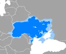 Aire de diffusion de l'ukrainien.