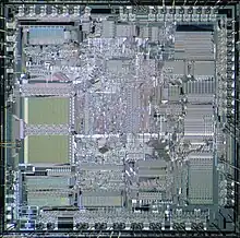 Vue du die du microprocesseur Intel 80286 en version 8 MHz.