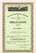 Obligation de l'Einwohnergemeinde Interlaken du 30 juin 1904.