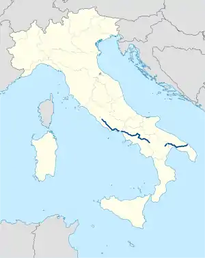 Parcours de la route sur une carte de l'Italie