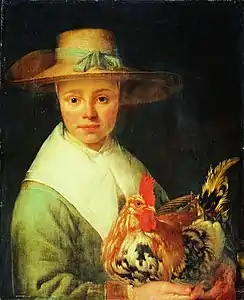 Fille avec un coq (vers 1650), 55,4 × 45,2 cm, château de Kadriorg.