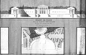 Autre projet de Gisors pour la façade septentrionale du Palais Bourbon (1803).