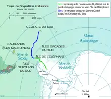 Carte du trajet du James Caird.