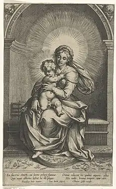 5 :  Vierge en majesté avec Jésus et un oiseau d'après Frans Francken II.