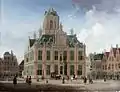 Une vue de l'hotel de ville de Delft illustré par Jan ten Compe, vers 1750