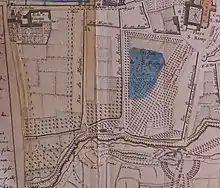 entre l'abbaye et la Vesle au début du XIXe siècle.