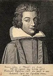 Portrait gravé d'un jeune homme en pourpoint.