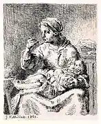 La Bouillie, 1861, eau-forte, 15 × 12 cm.