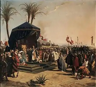 Saint Louis reçoit à Damiette le patriarche de Jérusalem (1847), Versailles, musée de l'Histoire de France.