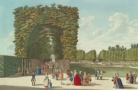 Une partie de l'Augarten, gravure sur cuivre coloriée à la main, 1783.