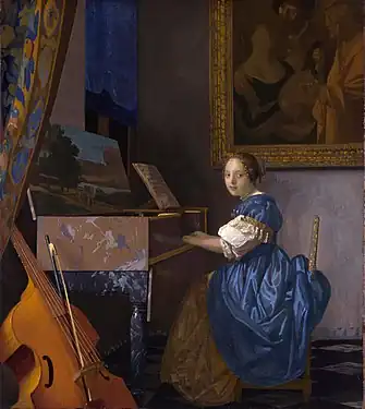 Jeune femme jouant du virginal, Londres, National Gallery. L'un des derniers tableaux peints par Vermeer.