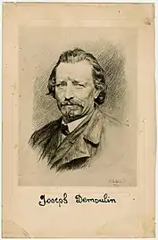 Portrait de Joseph Demoulin, 1879 (Eau-forte ; Inv. Delchevalerie no 106 ; 15,8 × 12 cm), Liège, Musée de la Vie wallonne