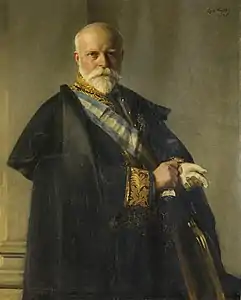 Portrait de Joseph duc d'Ursel et d'Hoboken, président du Sénat belge (1899-1903)avec le grand-croix et cordonÉmile Wauters, 1904