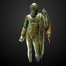 Jupiter au foudre, statuette romaine, bronze à la cire perdue, H. 16,8 cm. musée Saint-Raymond, Toulouse